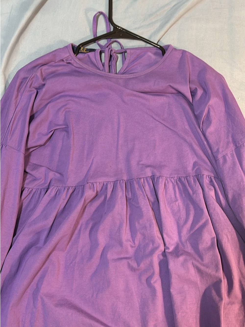 Women's Long Sleeve Peplum Tee - Lavender